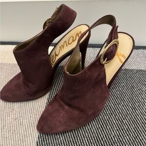 💚 Sam Edelman Burgundy Suede Heels - 8.5 - see flaw price reflects